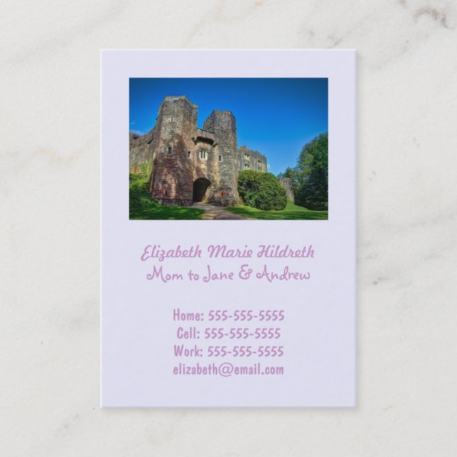 Cartão De Contato Entrada do Castelo Inglês no Dia do Verão (Frente)