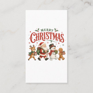 Cartão De Contato Feliz Natal Papai Noel e Amigos
