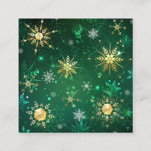 Cartão De Contato Flocos de neve do Ouro Xmas em segundo plano