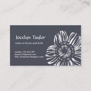 Cartão De Contato Flor no fundo cinzento