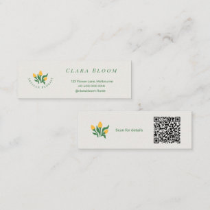 Cartão De Contato Florista Artesanal Minimalista Código QR Botânico