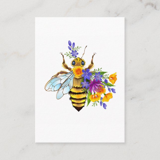Cartão De Contato Flower bee with wild plants (Frente)