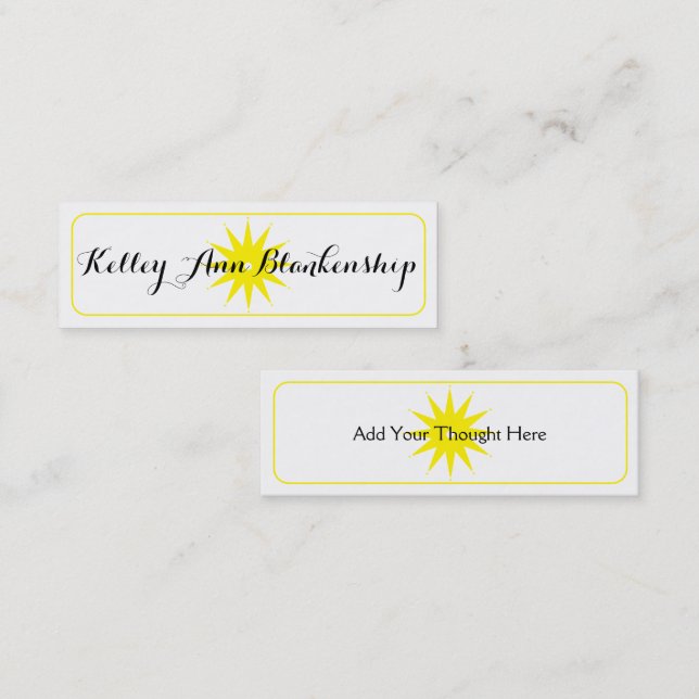 Cartão De Contato Forma Amarelo de Arranque (Frente/Verso)