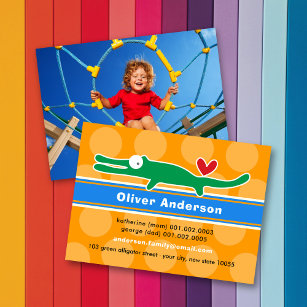 Cartão De Contato Foto do perfil colorido do jacaré de desenho anima