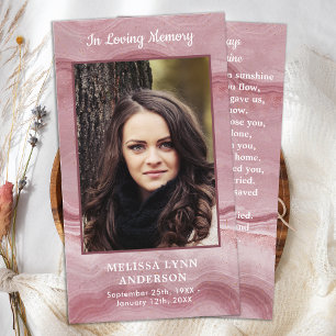 Cartão De Contato Foto Memorial Funeral Prayer Card Rosa Quartz