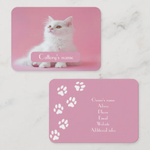 Cartão De Contato Foto personalizada e Cateria rosa de texto