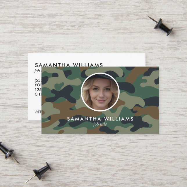 Cartão De Contato Foto QR do Exército Militar (Frente/Verso In Situ)