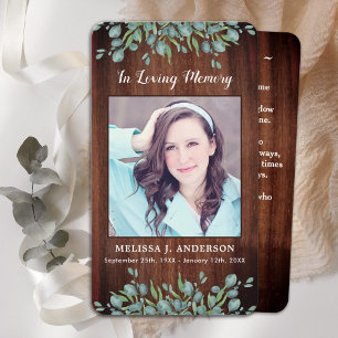 Cartão De Contato Foto Rustic Memorial Funeral Prayer Card Sympathy