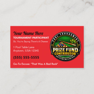 Cartão De Contato Funny Pool Tournament Prize Fund Contributor Gag