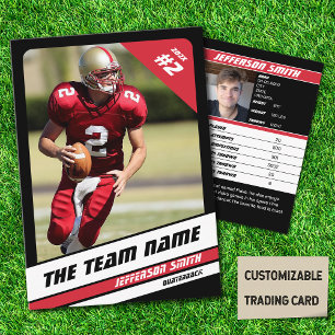 Cartão De Contato Futebol Team Trading Card Esporte Presente Vermelh
