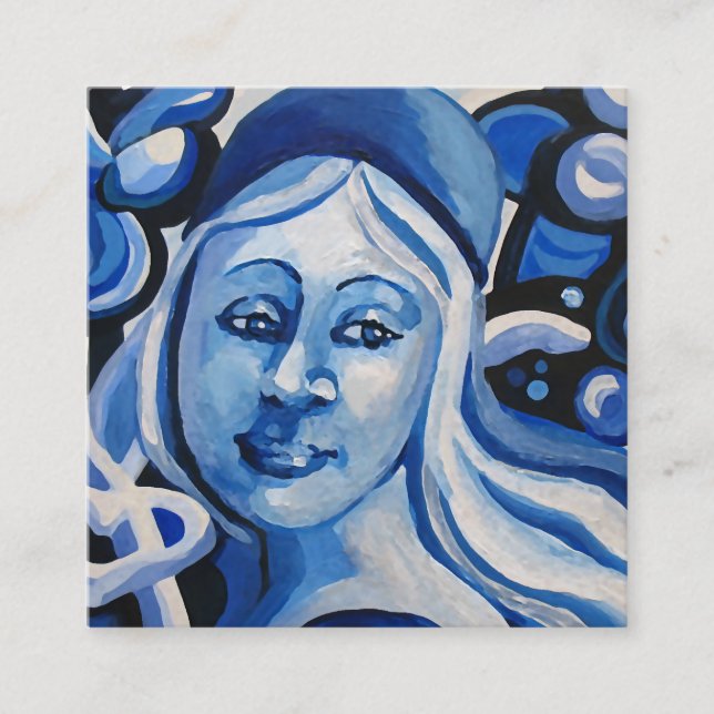 Cartão De Contato Garota com chapéu azul (Frente)