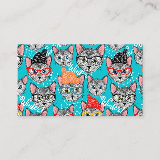 Cartão De Contato Gato no chapéu (Frente)