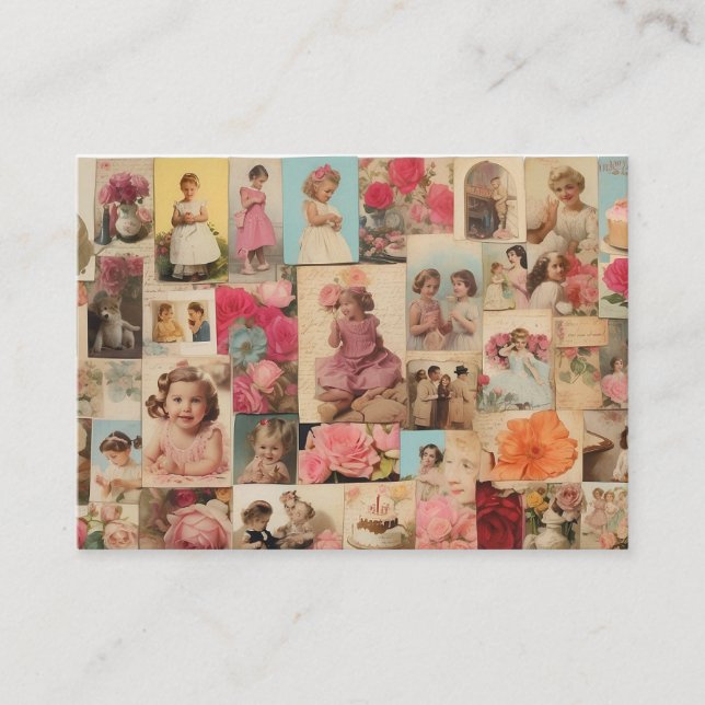 Cartão De Contato Girl Birthday Collage (Frente)