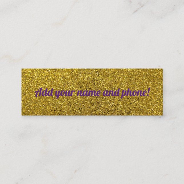 Cartão De Contato Glitter espumante de ouro personalizado (Frente)