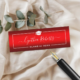 Cartão De Contato Graduação de Script Simples Gradiente Vermelho Mod