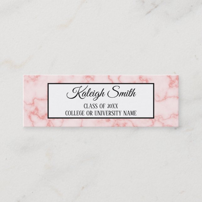 Cartão De Contato Graduação em mármore rosa Inserir placa de nome (Frente)