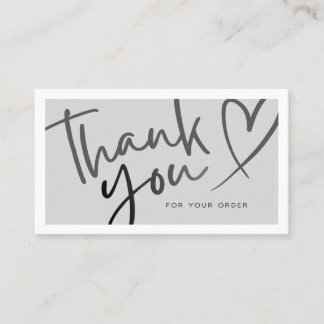 Cartão De Contato Grey / Black Aesthetic Thank You Card