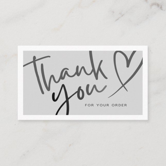Cartão De Contato Grey / Black Aesthetic Thank You Card (Frente)