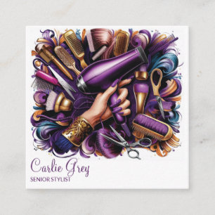 Cartão De Contato Hairdresser Bold Style Salon Business