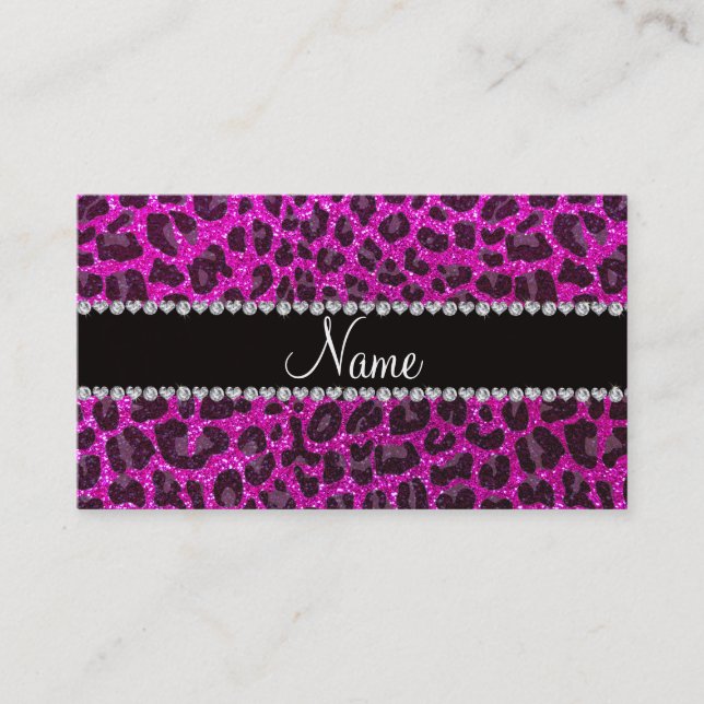 Cartão De Contato Impressão-leopardo neon-rosa com nome personalizad (Frente)