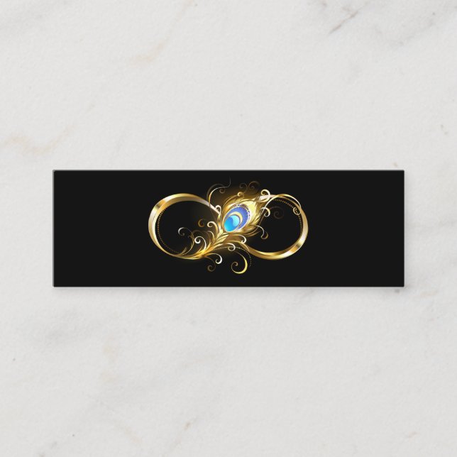 Cartão De Contato Infinidade com a pena Pavão de Ouro (Frente)