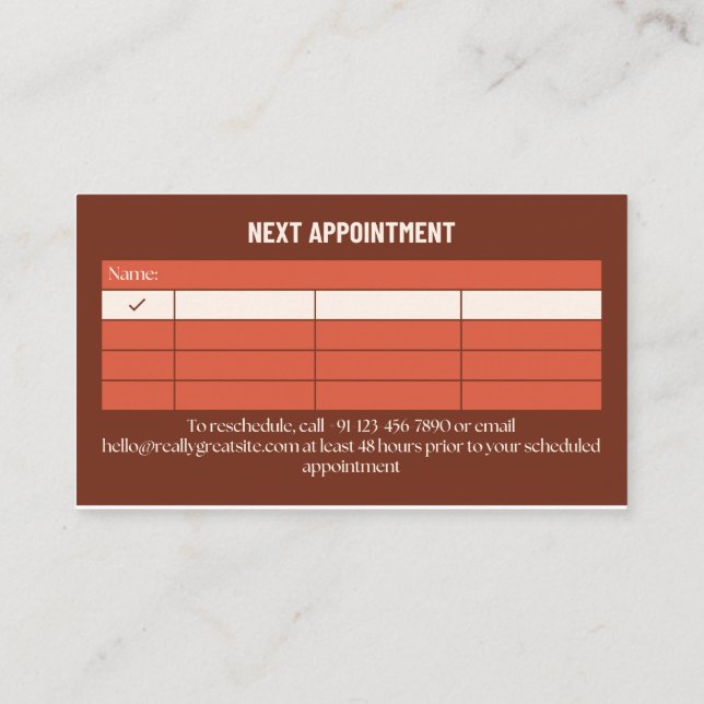Cartão De Contato Lash Appointment Reminder Card Editable (Verso)