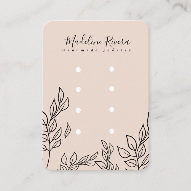Cartão De Contato Leaf Artisan Earring Studs Display Cards (Frente)
