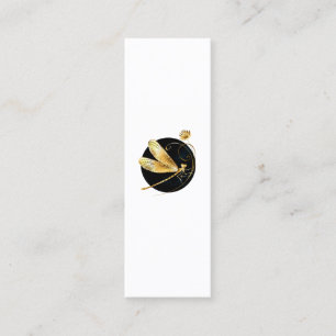 Cartão De Contato libélula ouro em círculo preto