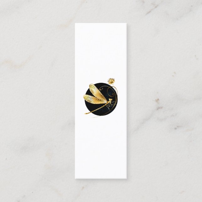 Cartão De Contato libélula ouro em círculo preto (Frente)