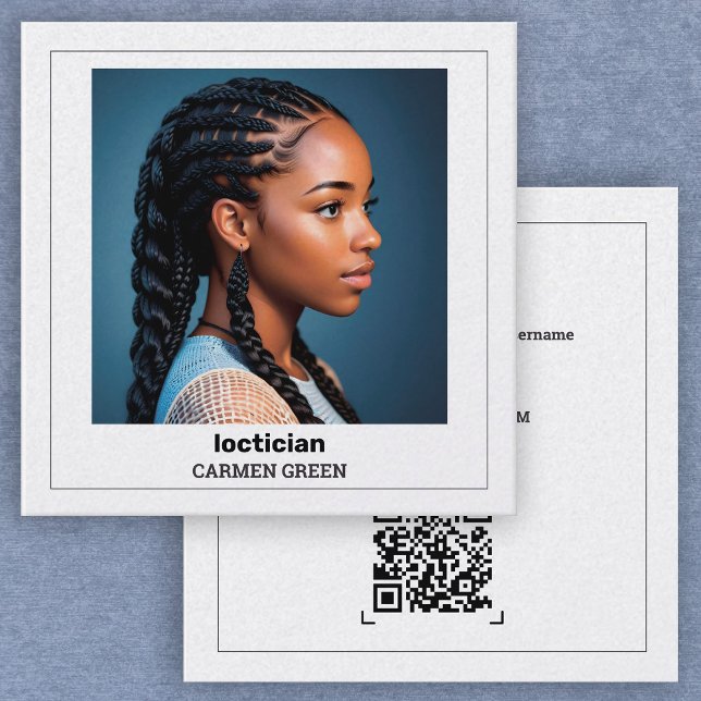 Cartão De Contato Localizador de Dreadlocks de QR e Fotografia (Dreadlocks Loctician Calling Cards)