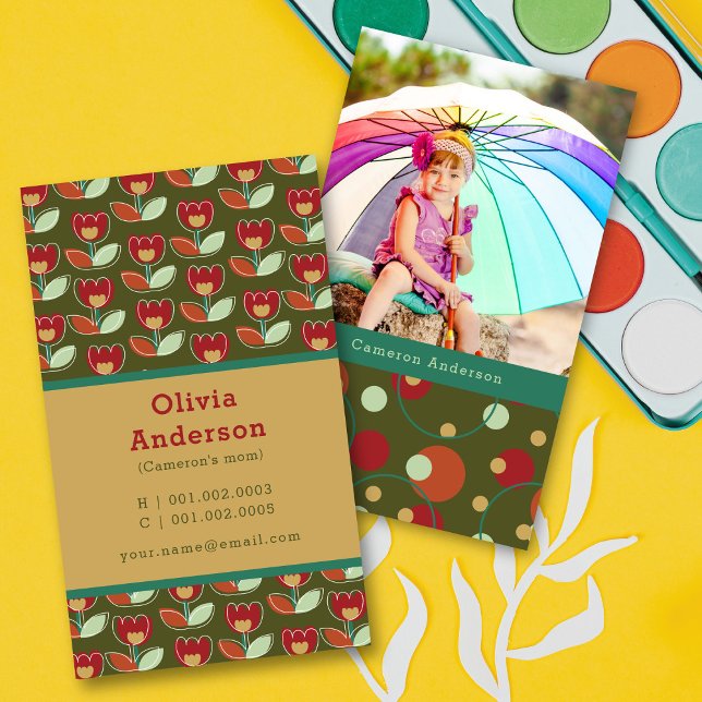 Cartão De Contato Mamãe De Fotografias De Blooms E Pontos De Tulipas (Criador carregado)
