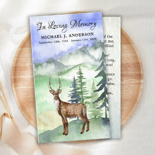 Cartão De Contato Memorial Poem Funeral Prayer Card Woodland Deer