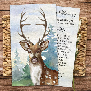 Cartão De Contato Memorial Poem Woodland Deer Funeral Prayer Card