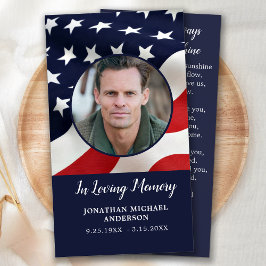 Cartão De Contato Memorial Prayer Card American Flag Veteran Funeral