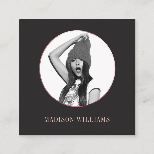 Cartão De Contato Mídia social exclusiva de fotos Dourada e elegante (Frente)