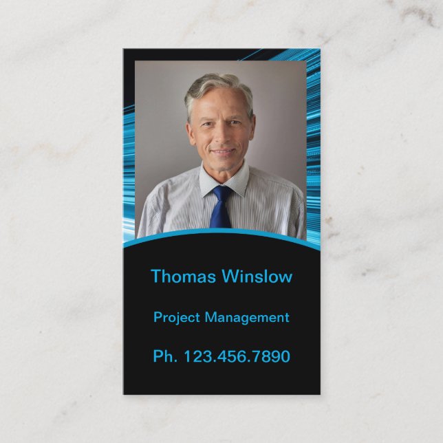 Cartão De Contato Mini placa de retomada | Placa de rede azul preta (Frente)