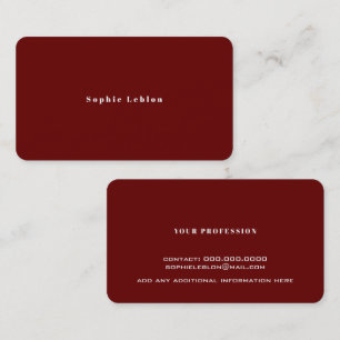 Cartão De Contato Mínima - Simples vermelho-escuro