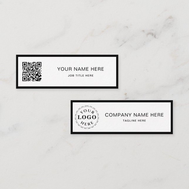 Cartão De Contato Minimalist Black Script QR White Calling Card (Frente/Verso)