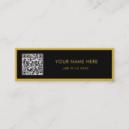 Cartão De Contato Minimalist M Gold Black Script QR White