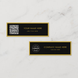 Cartão De Contato Minimalista M Dourado Preto Script QR Branco