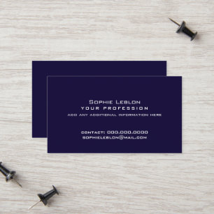 Cartão De Contato Minimalista Simples Profissional Azul-escuro