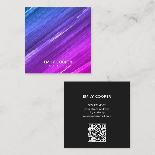 Cartão De Contato Modern Artist Painter Trabalho de arte Studio (Frente/Verso)