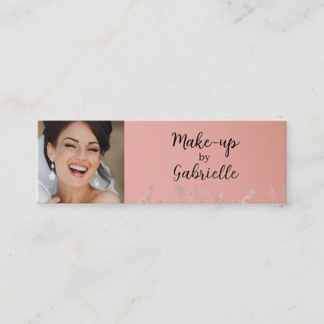 Cartão De Contato Modern Dusty Rose Botanical Photo Script QR Code  (Frente)