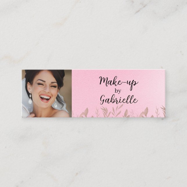 Cartão De Contato Modern Soft Pink Botanical Photo Script QR Code  (Frente)