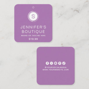Cartão De Contato Moderna Marca de Boutique Roxa e Branca