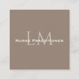 Cartão De Contato Monogram Square Dark Taupe Business Card