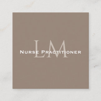 Cartão De Contato Monogram Square Dark Taupe Business Card