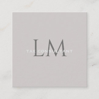 Cartão De Contato Monogram Square Taupe Gray Business Card