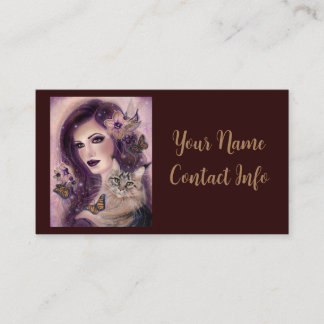 Cartão De Contato Mulheres fantasistas com gato por Renee Lavoie