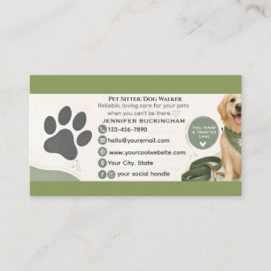 Cartão De Contato Negócios de Cuidado de Animais/Passeador de Cães